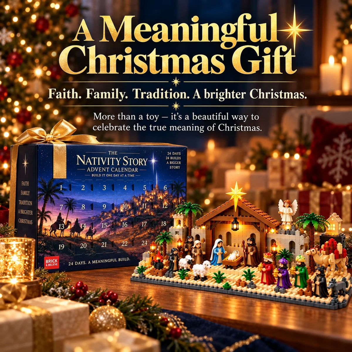 ✝️Nativity Advent Calendar – 24-Day Buildable Christmas Nativity Set✨