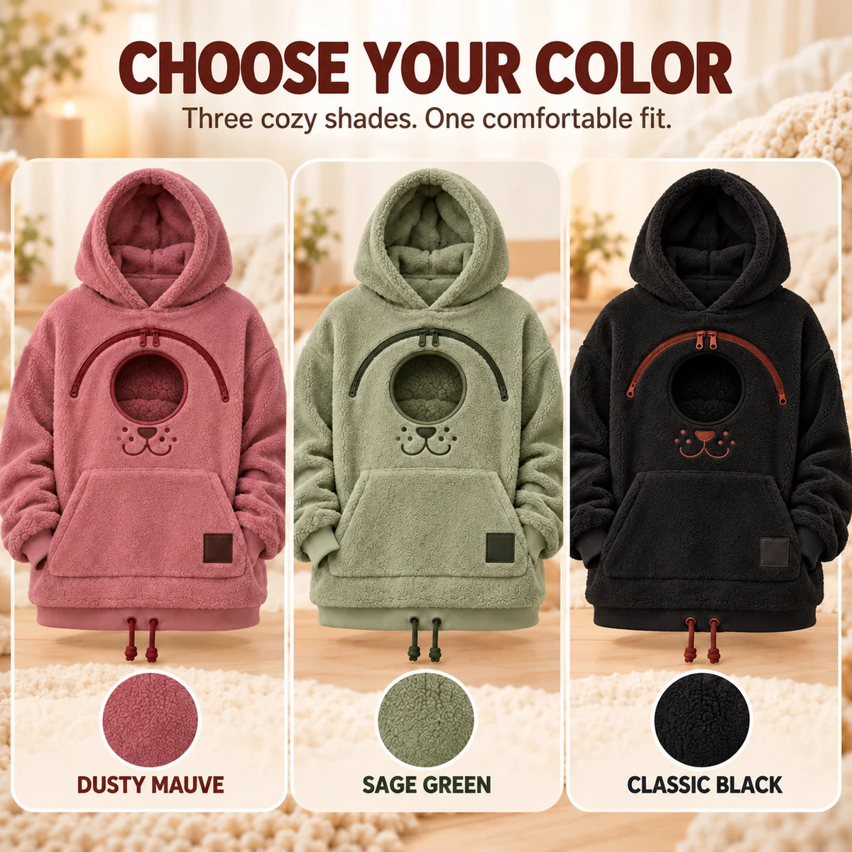 Cozy Pet Carrier Hoodie — Built-In Pouch for Cats & Small Dogs