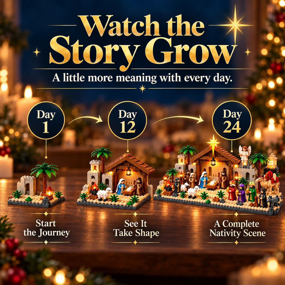 ✝️Nativity Advent Calendar – 24-Day Buildable Christmas Nativity Set✨