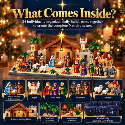 ✝️Nativity Advent Calendar – 24-Day Buildable Christmas Nativity Set✨