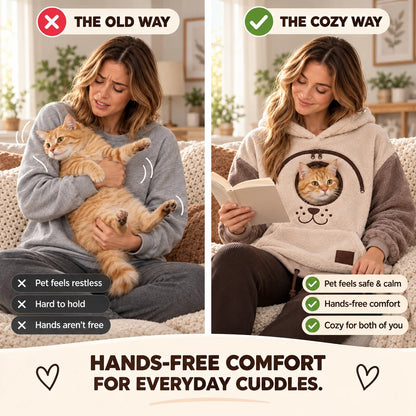 Cozy Pet Carrier Hoodie — Built-In Pouch for Cats & Small Dogs