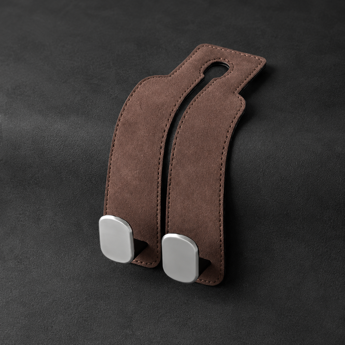 Leather Car Seat Headrest Hooks – Double Metal Purse & Bag Hangers