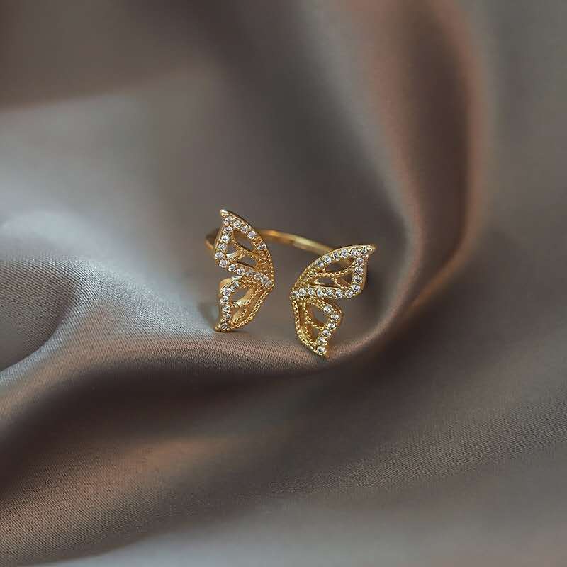 Adjustable butterfly ring bracelet