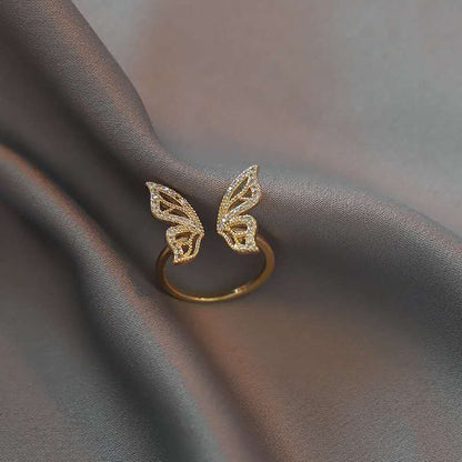 Adjustable butterfly ring bracelet