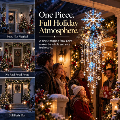 🎅 Christmas Hanging Snowflake & Crystal LED Light | Magical Porch Glow ✨