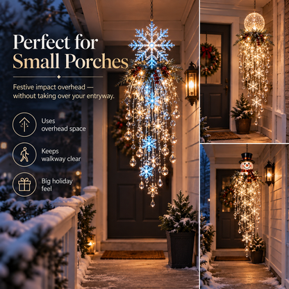 🎅 Christmas Hanging Snowflake & Crystal LED Light | Magical Porch Glow ✨