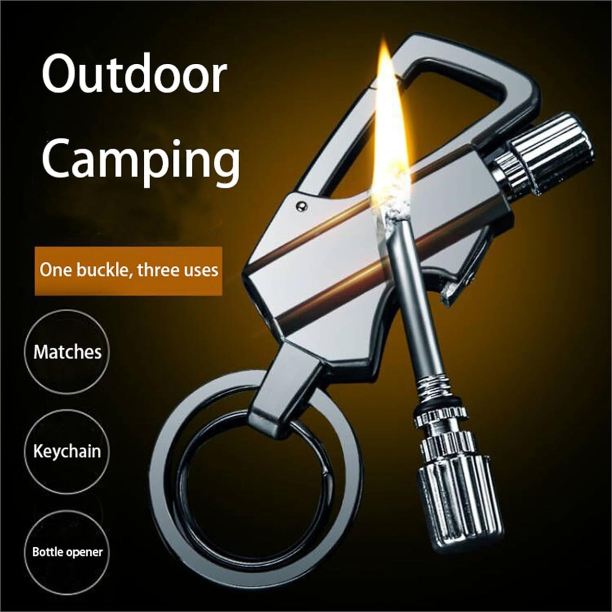 3-in-1 EDC Permanent Match Keychain: Never Run Out of Fire