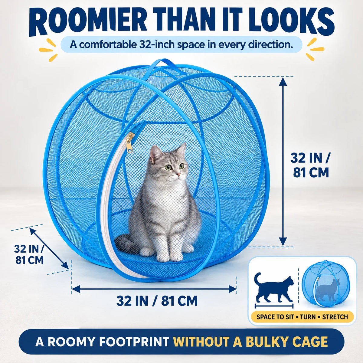 ⏳ Last Day 49% OFF – 🐱 Pop Up Cat Playpen | 32-Inch Breathable Mesh Enclosure for Indoor & Outdoor Use 🌿
