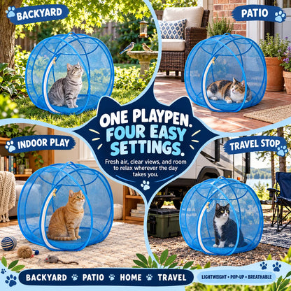 ⏳ Last Day 49% OFF – 🐱 Pop Up Cat Playpen | 32-Inch Breathable Mesh Enclosure for Indoor & Outdoor Use 🌿