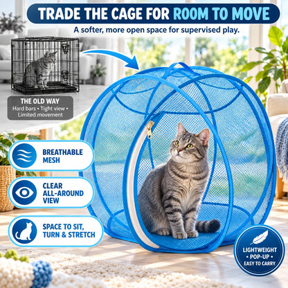 ⏳ Last Day 49% OFF – 🐱 Pop Up Cat Playpen | 32-Inch Breathable Mesh Enclosure for Indoor & Outdoor Use 🌿