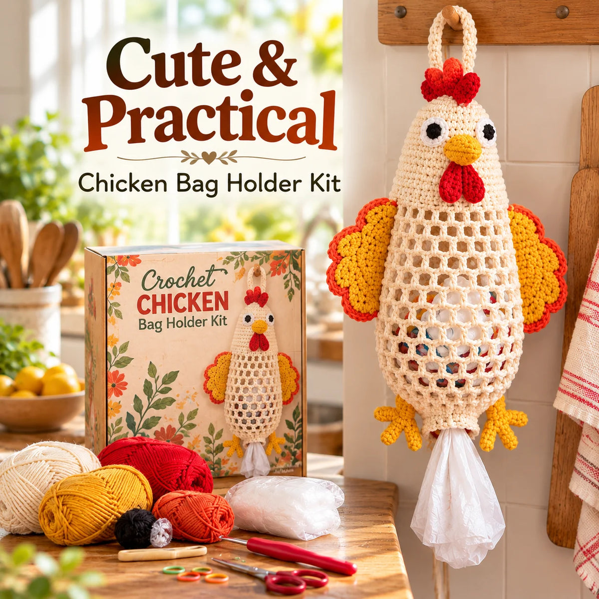 Crochet Animal Bag Holder DIY Kit – Cute & Functional Hanging Storage Craft Kit