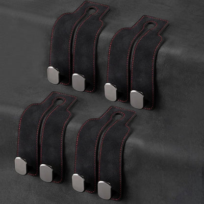 Leather Car Seat Headrest Hooks – Double Metal Purse & Bag Hangers