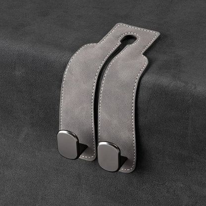 Leather Car Seat Headrest Hooks – Double Metal Purse & Bag Hangers