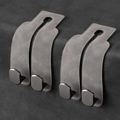 Leather Car Seat Headrest Hooks – Double Metal Purse & Bag Hangers