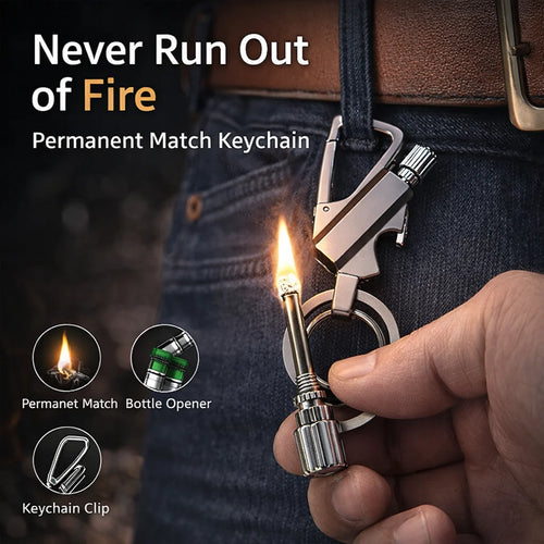 3-in-1 EDC Permanent Match Keychain: Never Run Out of Fire