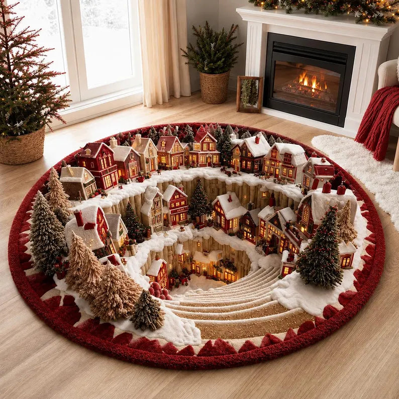 🎃🎄 3D Illusion Holiday Rug – Spooky Halloween & Christmas Magic for Your Home